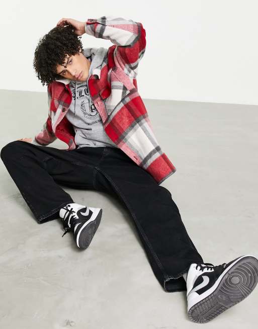 ASOS DESIGN - Oversized shacket van wol-achtig materiaal in rood met ruiten, 4 van 4