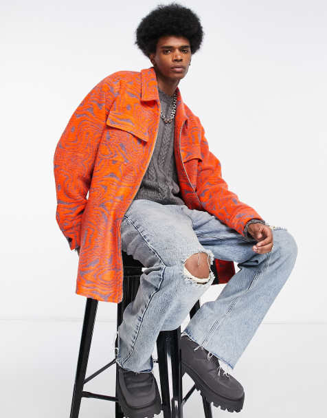 ASOS DESIGN oversized varsity jacket in red with badges