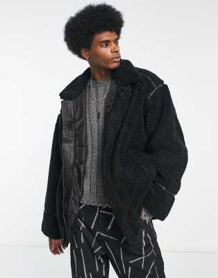 ASOS DESIGN oversized shearling jacket in black ASOS