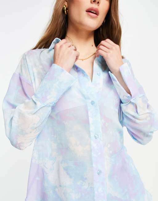 Printful The Ellen Show Oversized Tie-Dye T-Shirt - Blue S / Blue