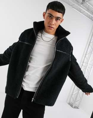 oversized black sherpa jacket