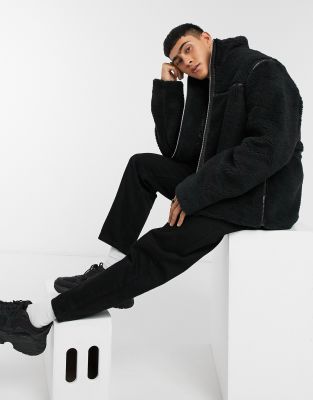 oversized black sherpa jacket