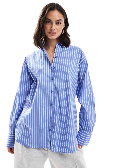 トップス Stripe Over Size Shirt Oversize striped shirt - Women | MANGO USA
