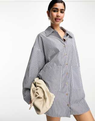 ASOS DESIGN oversized shirt dress with big dropped pockets in