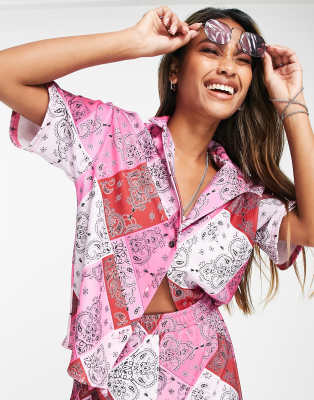 ASOS DESIGN oversized shirt in bandana print - part of a set