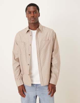 Asos Design Oversized Shirt In Neutral