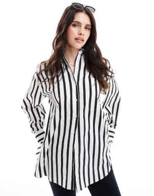 ASOS DESIGN oversized shirt in black and white stripe-Multi