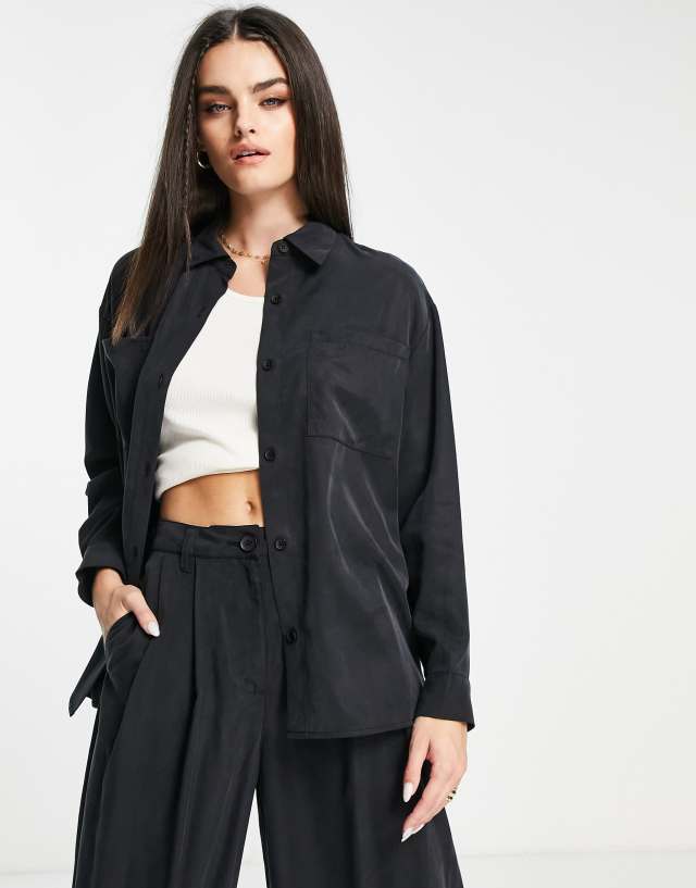 ASOS DESIGN oversized shirt in black - part of a set