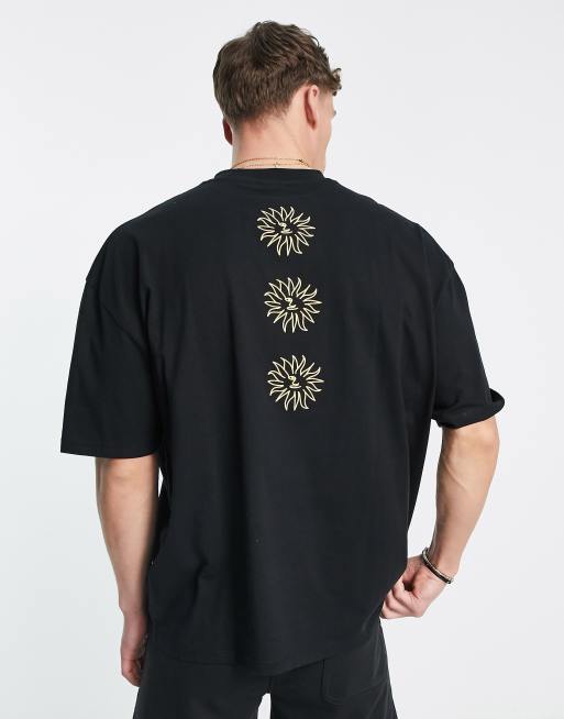 ASOS DESIGN oversized -shirt in black with sun back print