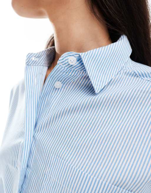 ASOS DESIGN oversized shirt in blue and white stripe , 3 of 4