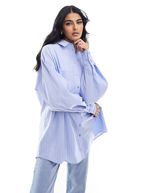 ASOS DESIGN oversized shirt in blue and white stripe | ASOS