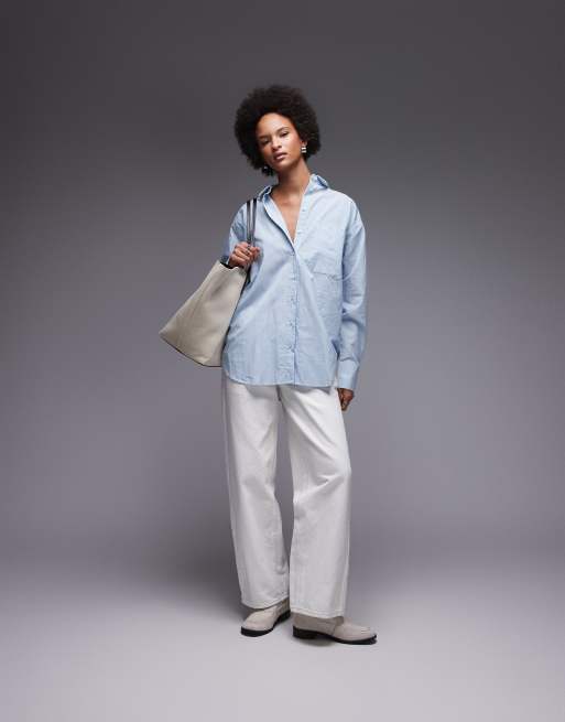 ASOS DESIGN oversized shirt in blue and white stripe 