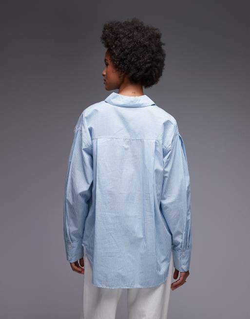 ASOS DESIGN oversized shirt in blue and white stripe 