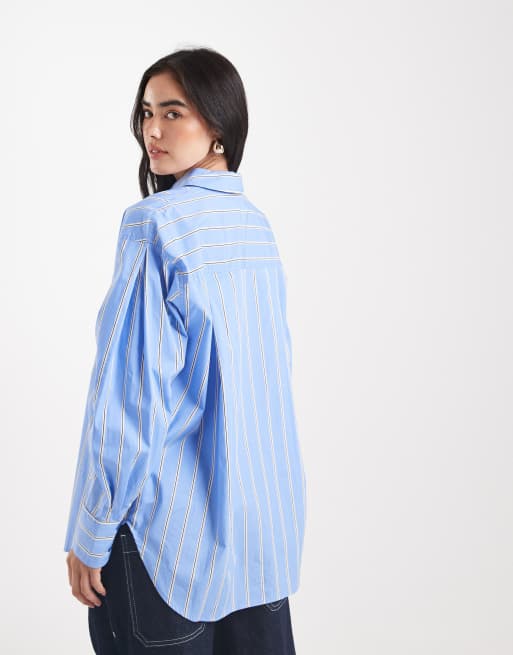 ASOS DESIGN oversized shirt in blue and white stripes