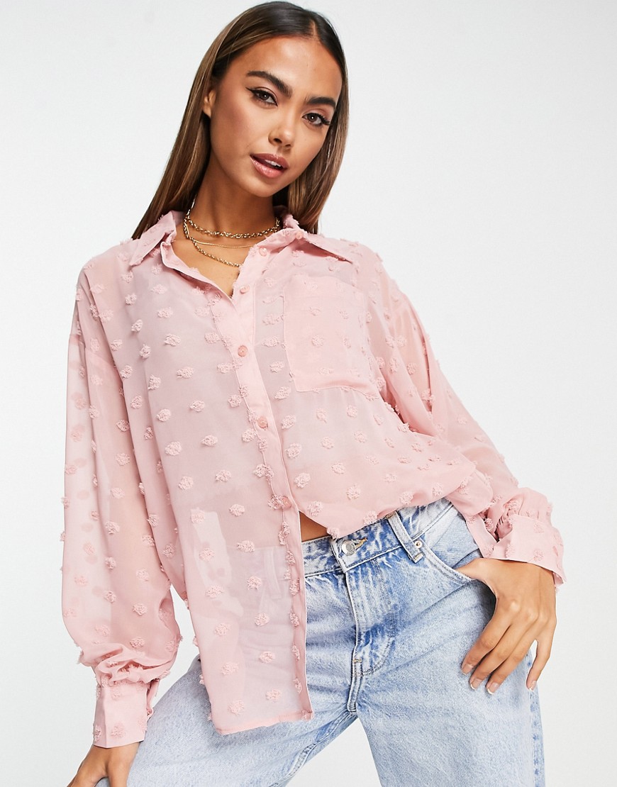 ASOS DESIGN oversized shirt in blush pink textured