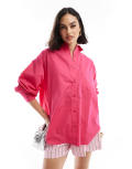 ASOS DESIGN oversized shirt in bright pink