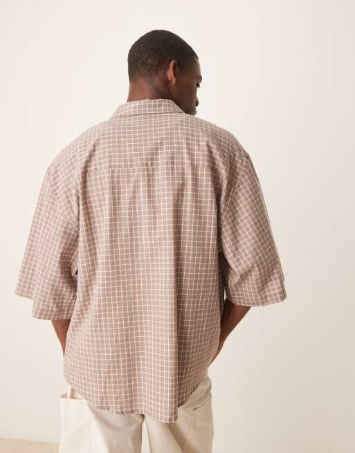 ASOS DESIGN oversized shirt in brown check, 3 of 4