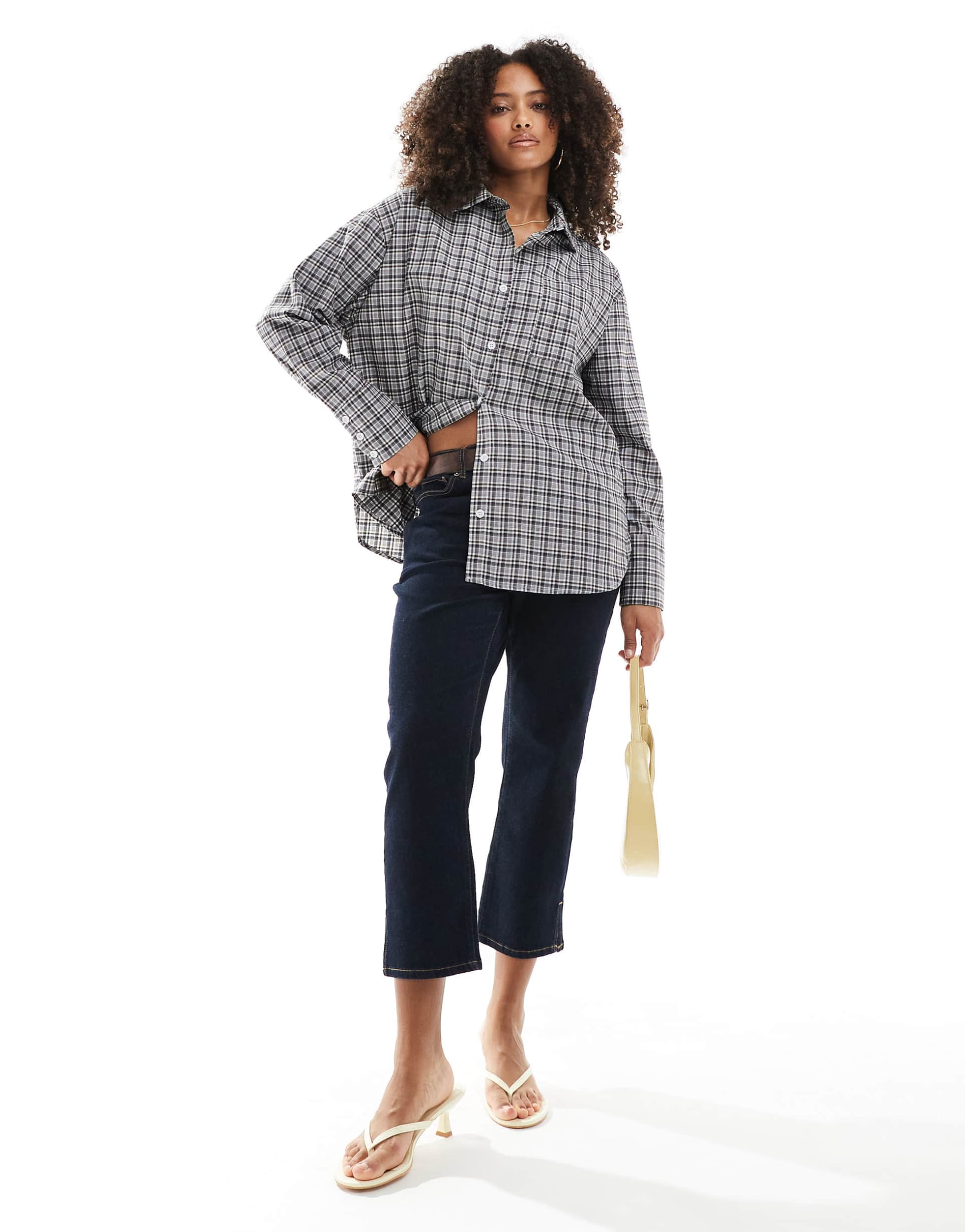asos design oversized shirt in brown plaid