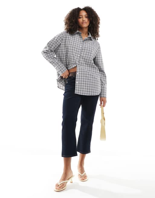 ASOS DESIGN oversized shirt in brown plaid