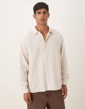 Topman relaxed fit cropped flannel shirt in brown plaid