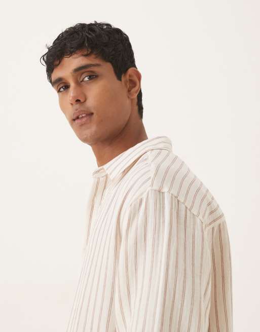 ASOS DESIGN oversized shirt in brown stripe