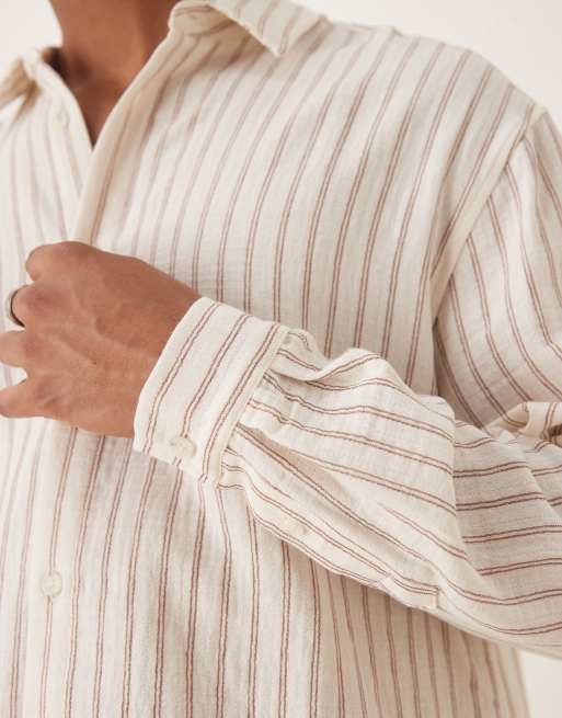ASOS DESIGN oversized shirt in brown stripe