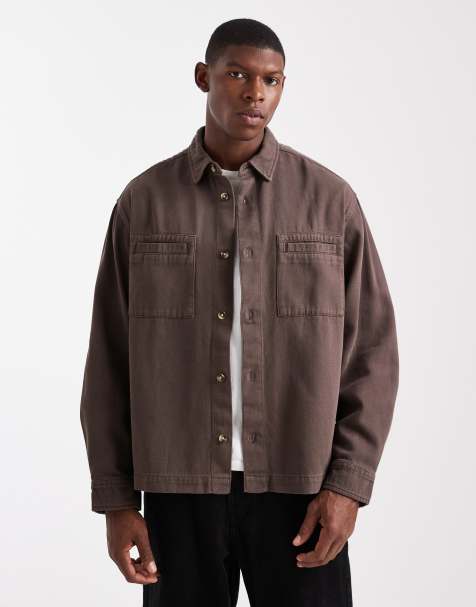 ASOS DESIGN oversized shirt in brown - view 1