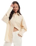 [ASOS DESIGN] ASOS DESIGN oversized shirt in camel stripe-Neutral XS Camel stripe