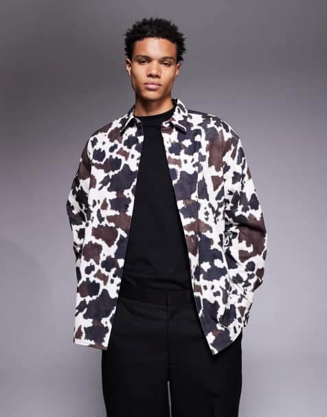 ASOS DESIGN oversized shirt in cow print - view 1