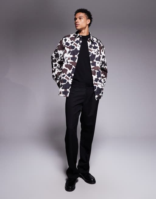 ASOS DESIGN oversized shirt in cow print, 2 of 5
