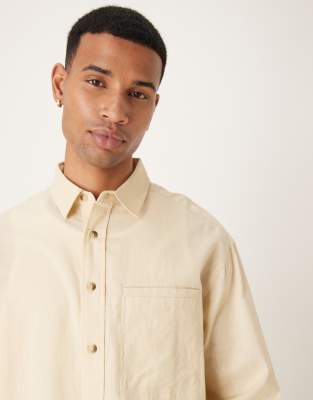 Asos Design Oversized Shirt In Neutral
