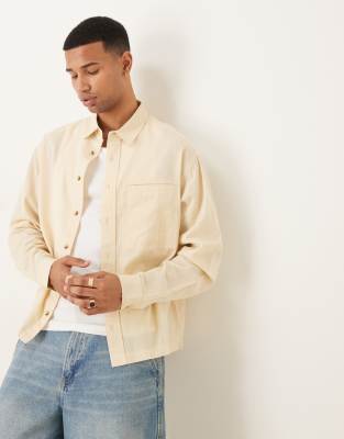 Asos Design Oversized Shirt In Neutral