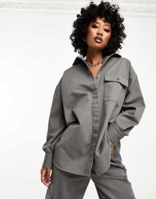 ASOS DESIGN Oversized Shirt In Gray - Part Of A Set | ASOS