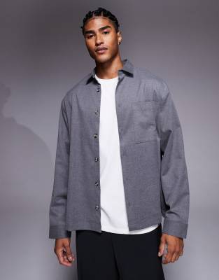 Asos Design Oversized Shirt In Gray