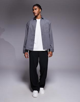 Asos Design Oversized Shirt In Gray
