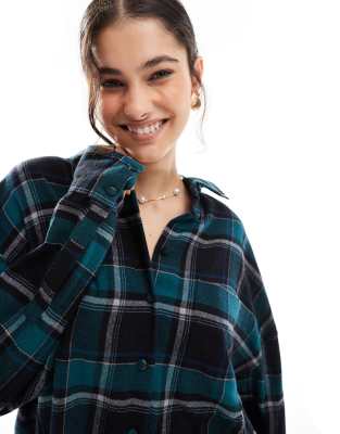 ASOS DESIGN oversized shirt in green and black plaid