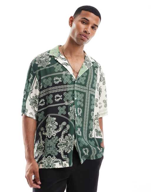 CerbeShops DESIGN oversized shirt in green paisley bandana print