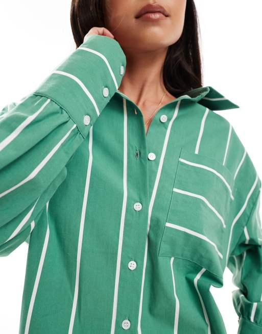 ASOS DESIGN oversized shirt in green stripe | ASOS