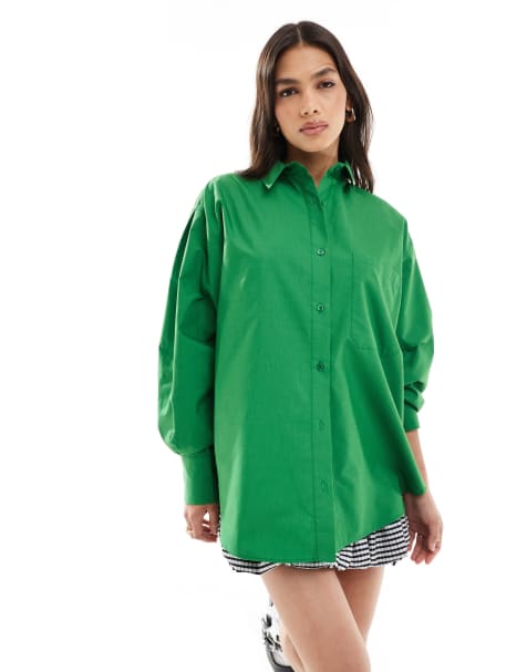 ASOS DESIGN oversized shirt in green - view 1