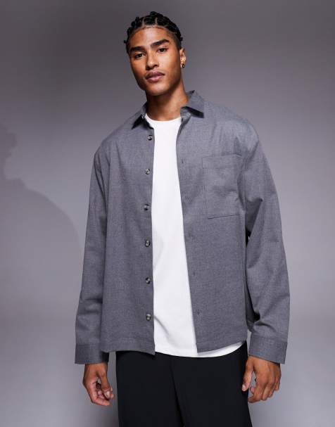 ASOS DESIGN oversized shirt in grey - view 1