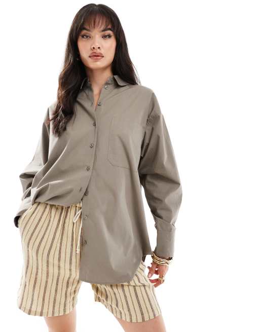 ASOS DESIGN oversized shirt in khaki | ASOS