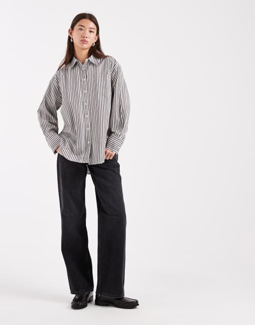 ASOS DESIGN oversized shirt in menswear-inspired stripes