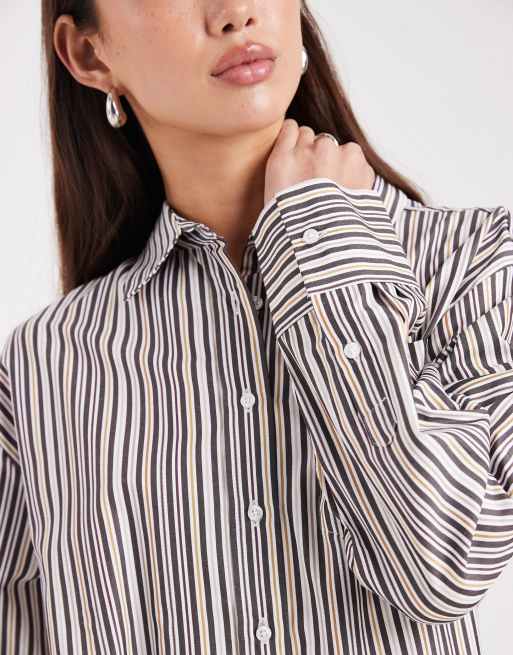 ASOS DESIGN oversized shirt in menswear-inspired stripes