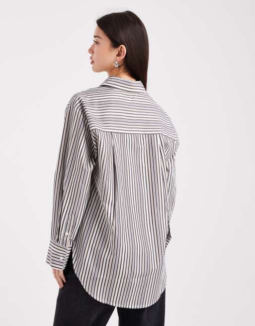 ASOS DESIGN oversized shirt in menswear-inspired stripes