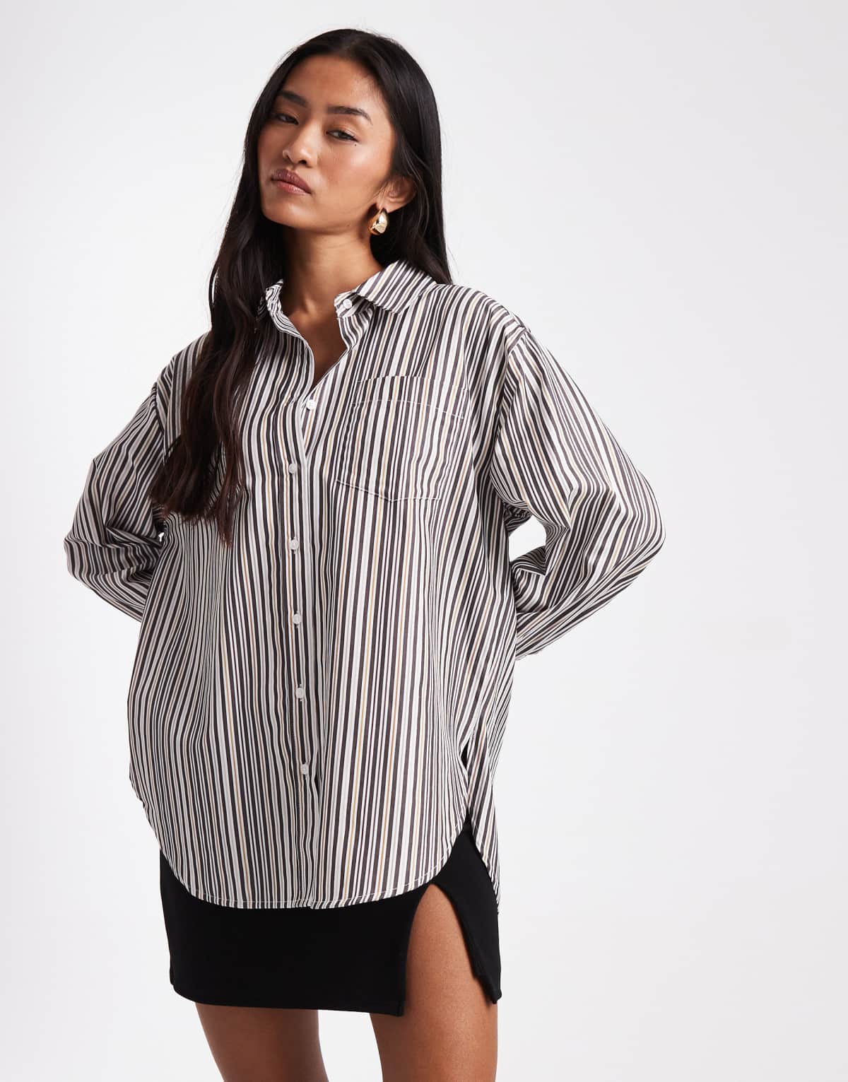 ASOS DESIGN oversized shirt in mensy stripe