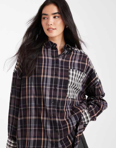 ASOS DESIGN oversized shirt in mixed check - view 1
