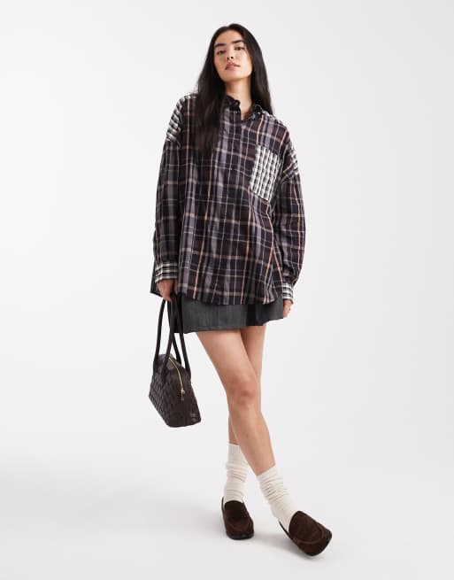 ASOS DESIGN oversized shirt in mixed plaid