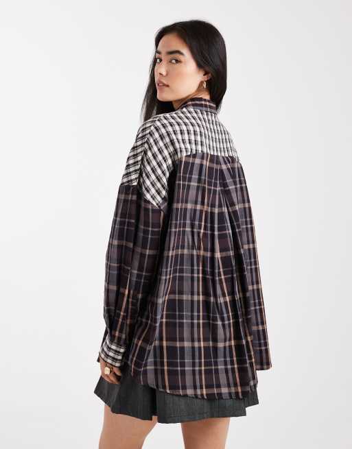 ASOS DESIGN oversized shirt in mixed plaid