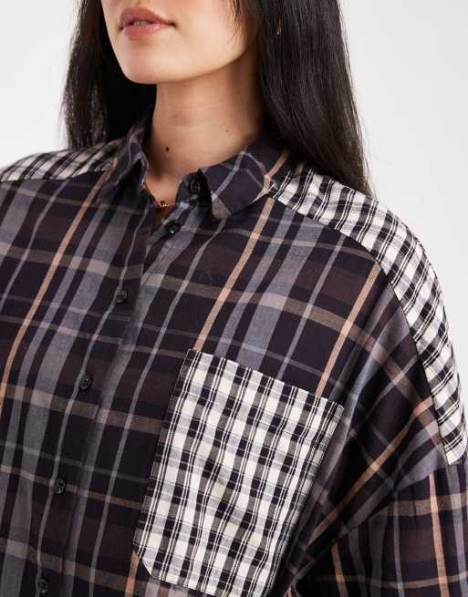 ASOS DESIGN oversized shirt in mixed plaid