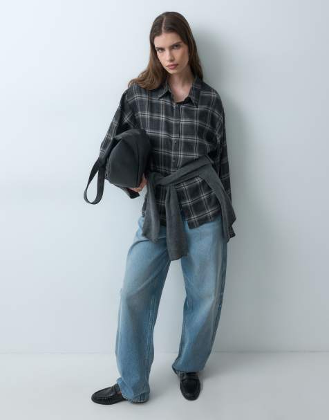ASOS DESIGN oversized shirt in mono check - view 1